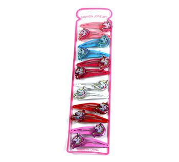 Unicorn hair clip set of 12 B-1704